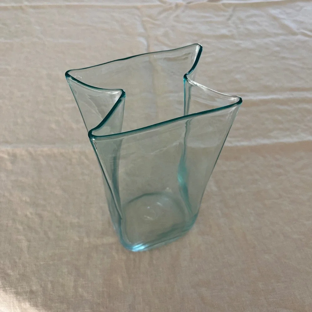 Vintage Blenko Hand Blown Paper Bag Vase